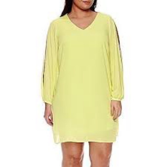 Worthington Bright Yellow Long Sleeve Dress - Picture 10 of 11